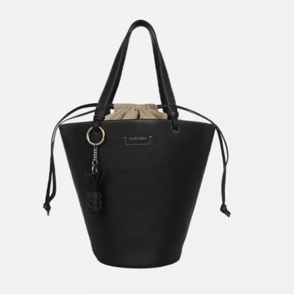 See by Chloe Cecelia Large Bucket/Tote Shoulder Bag, Black, EUC